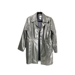 Vintage T.Z faux snake and faux leather gray button closure size M women coat